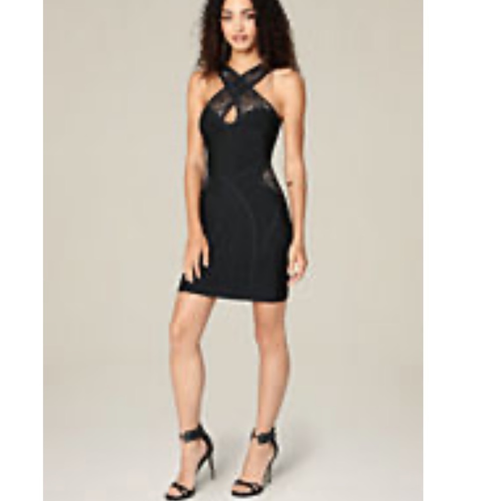 Bebe Shannel cuout Lace bandage mini dress